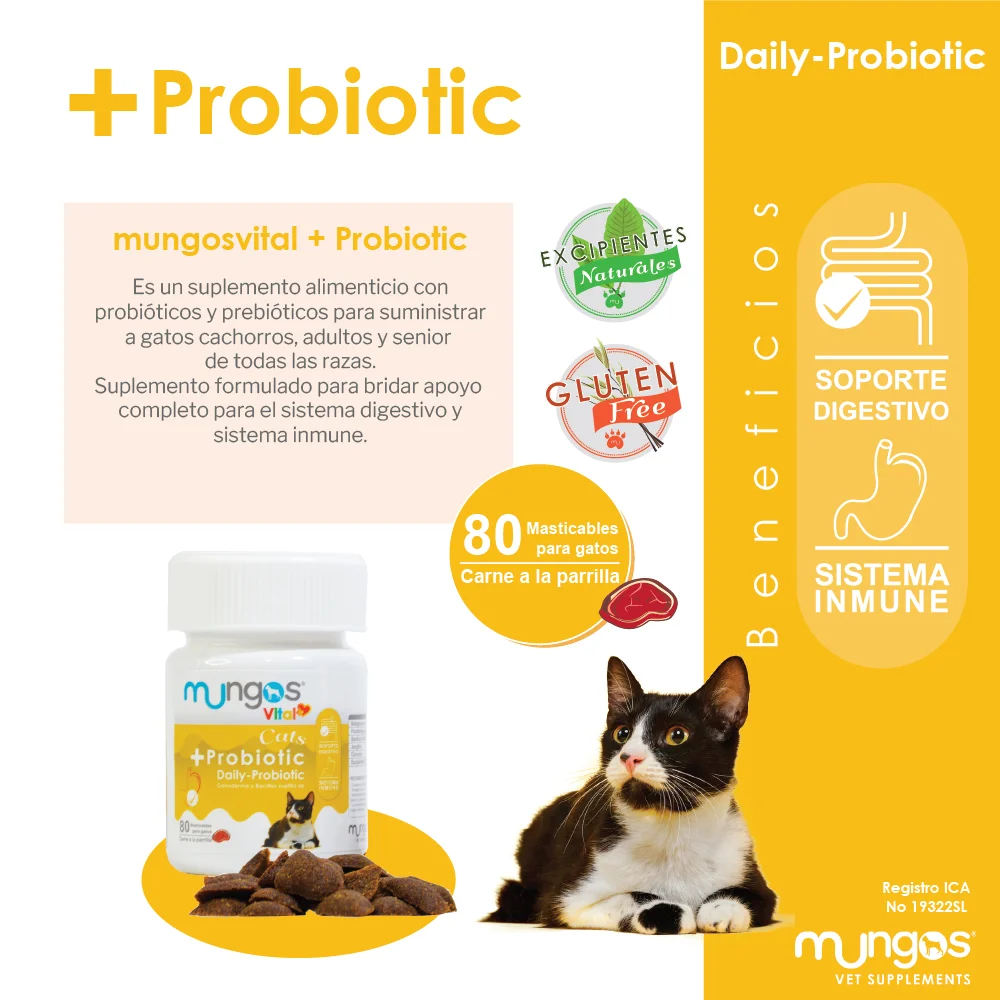 Suplementos, vitaminas, Galletas y Snacks saludables para perros y gatos - Productos funcionales y saludables - mungos.co ungos Probióticos para gatos