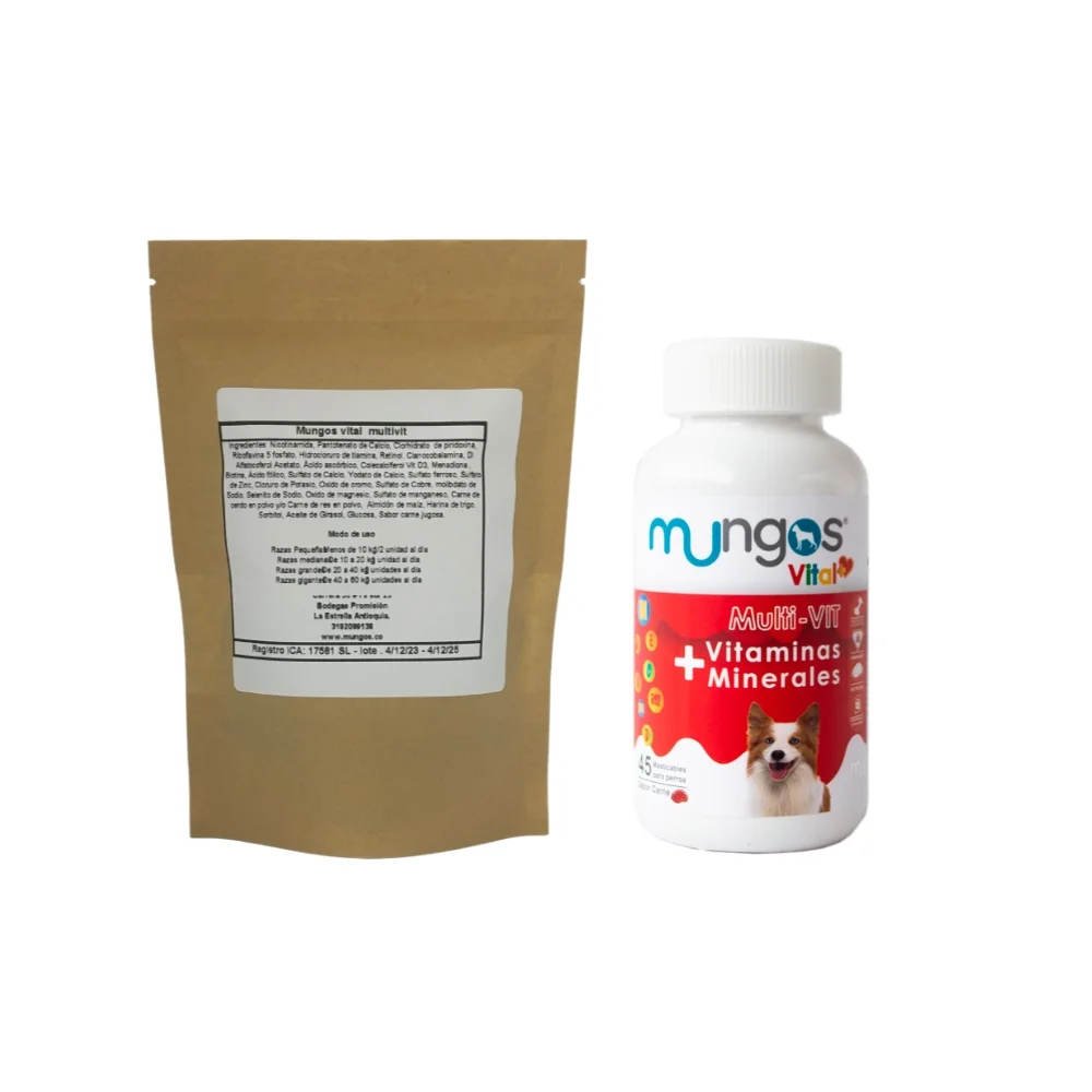 Suplementos, vitaminas, Galletas y Snacks saludables para perros y gatos - Productos funcionales y saludables - mungos.co Refill Mungos multivit - Opción biodegradable.