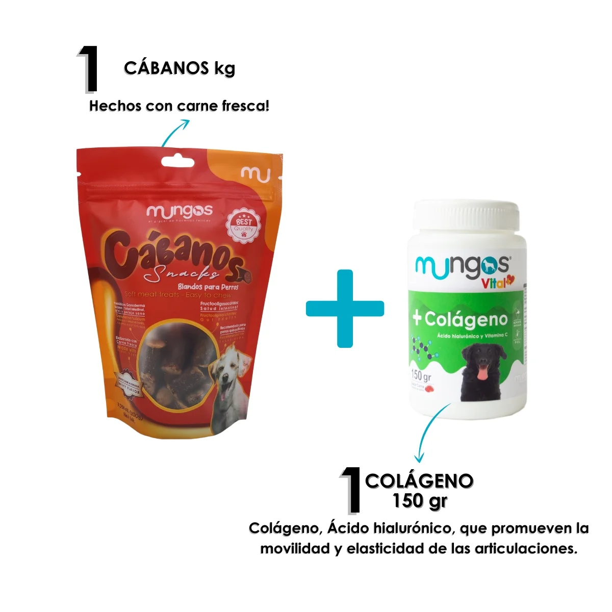 Suplementos, vitaminas, Galletas y Snacks saludables para perros y gatos - Productos funcionales y saludables - mungos.co Combo Cabanos colágeno