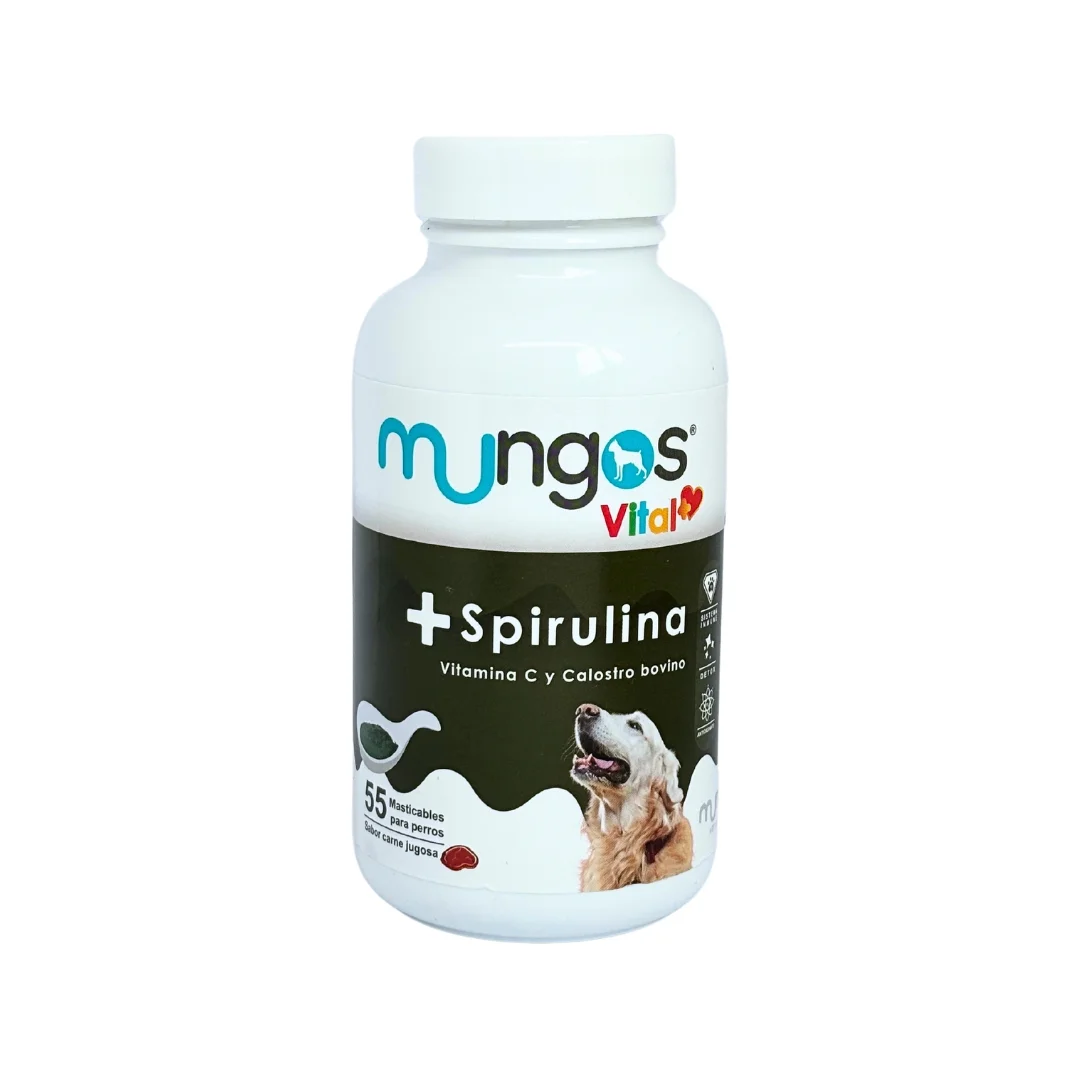 Suplementos, vitaminas, Galletas y Snacks saludables para perros y gatos - Productos funcionales y saludables - mungos.co Mungos Spirulina x 55 Antioxidante - Detox - Sistema inmune - Protección Celular y Antienvejecimiento.