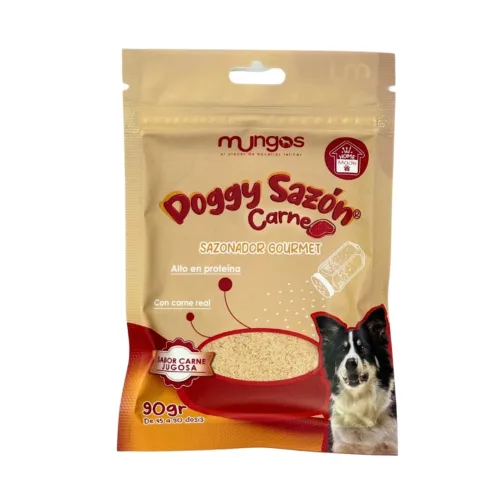 Mungos Doggy Sazon Carne Deléita a tu mascota con nuestra selección de sazonadores gourmet para perros y gatos. Ingredientes naturales y deliciosos sabores en cada bocado. ¡Nutrición y sabor en perfecta armonía!