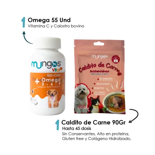 Mungos vital+ Omega 3-6-9 x 50 Und blandas + Caldito de Carne