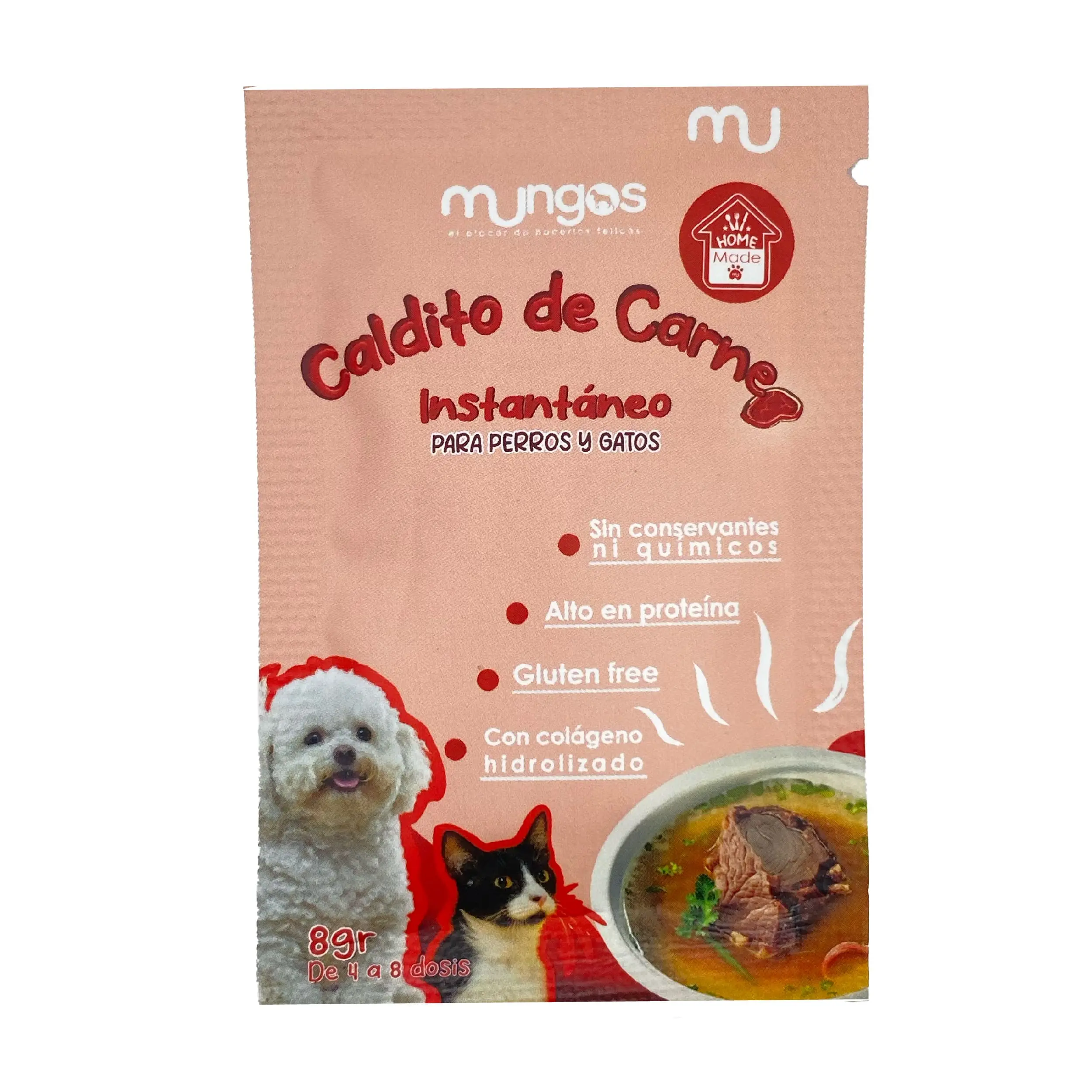 Suplementos, vitaminas, Galletas y Snacks saludables para perros y gatos - Productos funcionales y saludables - mungos.co Sachet Caldito de Carne 8 gramos