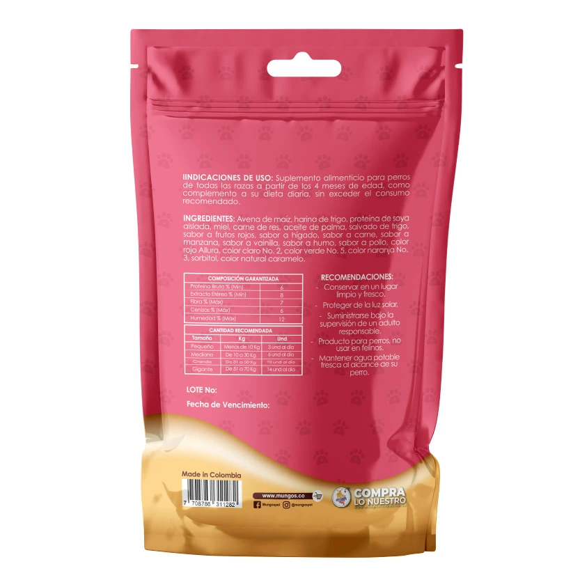 Suplementos, vitaminas, Galletas y Snacks saludables para perros y gatos - Productos funcionales y saludables - mungos.co Galletas y Snacks blandos para perros - Mungos Chips frutos rojos 1000 gr - Imagen 2